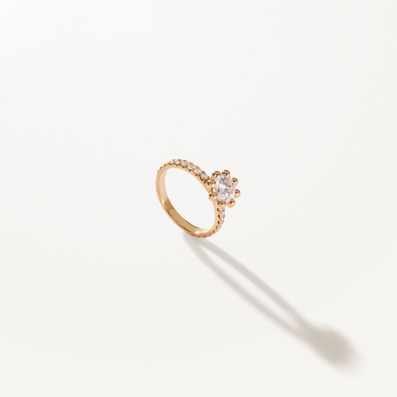 Tiare Engagement Ring, 1.36ctw Round lab diamond yellow gold pavé band