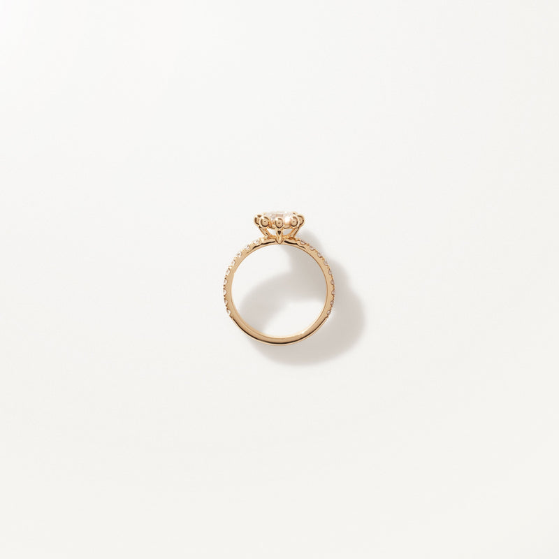 Tiare Engagement Ring, 1.36ctw Round lab diamond yellow gold pavé band