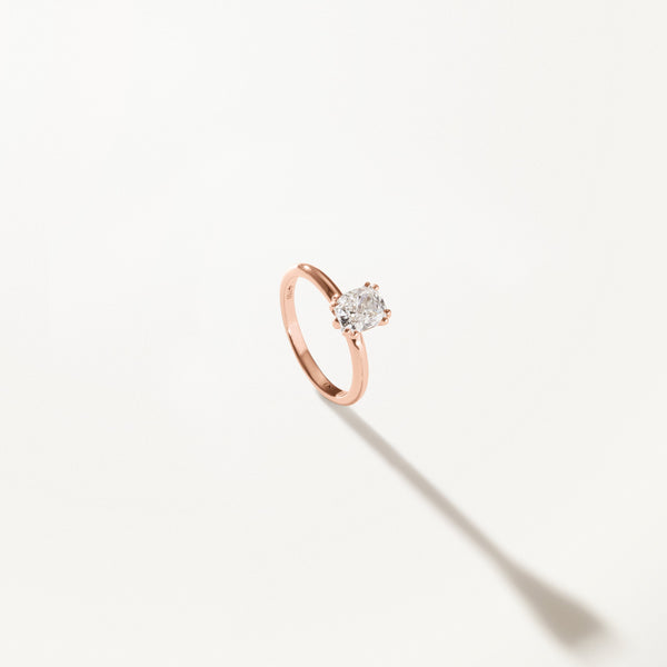 Lumière Engagement Ring, Cushion lab diamond solitaire rose gold band
