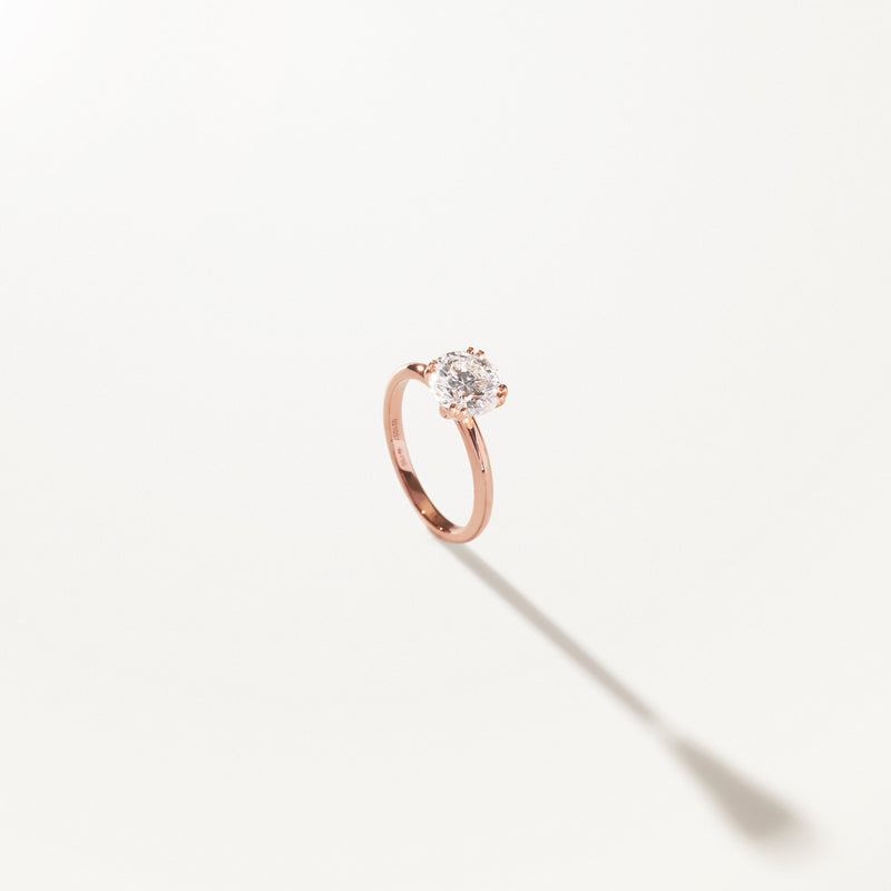 Lumière Engagement Ring, Lab diamond solitaire rose gold band