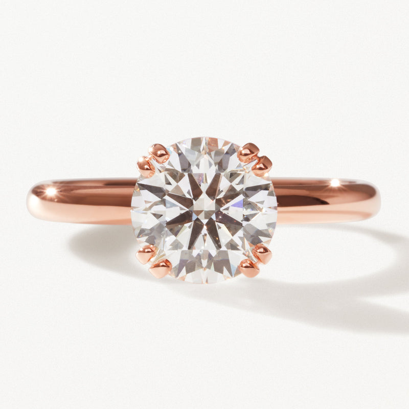 Lumière Engagement Ring, 2.01ctw Round lab diamond solitaire rose gold band