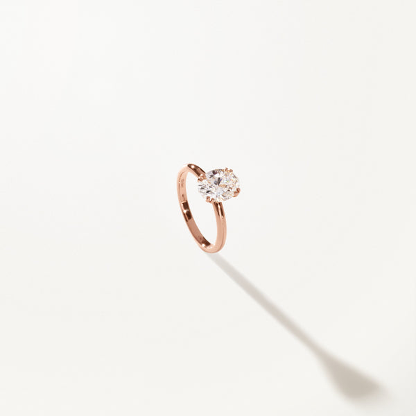 Lumière Engagement Ring, Oval lab diamond solitaire rose gold band