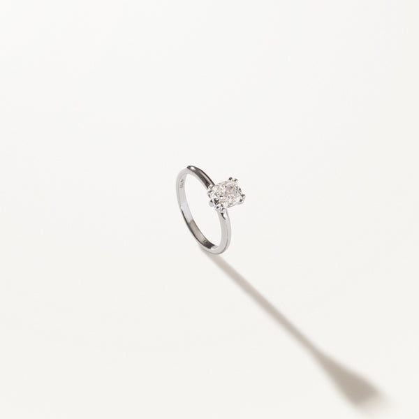 Lumière Engagement Ring, Cushion lab diamond solitaire white gold band