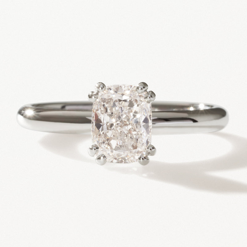 Lumière Engagement Ring, Lab diamond solitaire white gold band