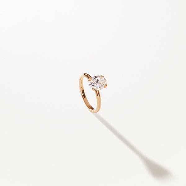 Lumière Engagement Ring, Oval lab diamond solitaire yellow gold band