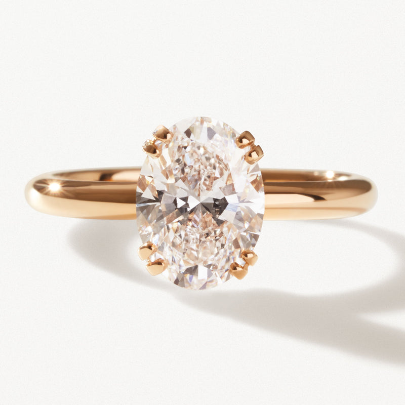 Lumière Engagement Ring, 2.07ctw Oval lab diamond solitaire yellow gold band