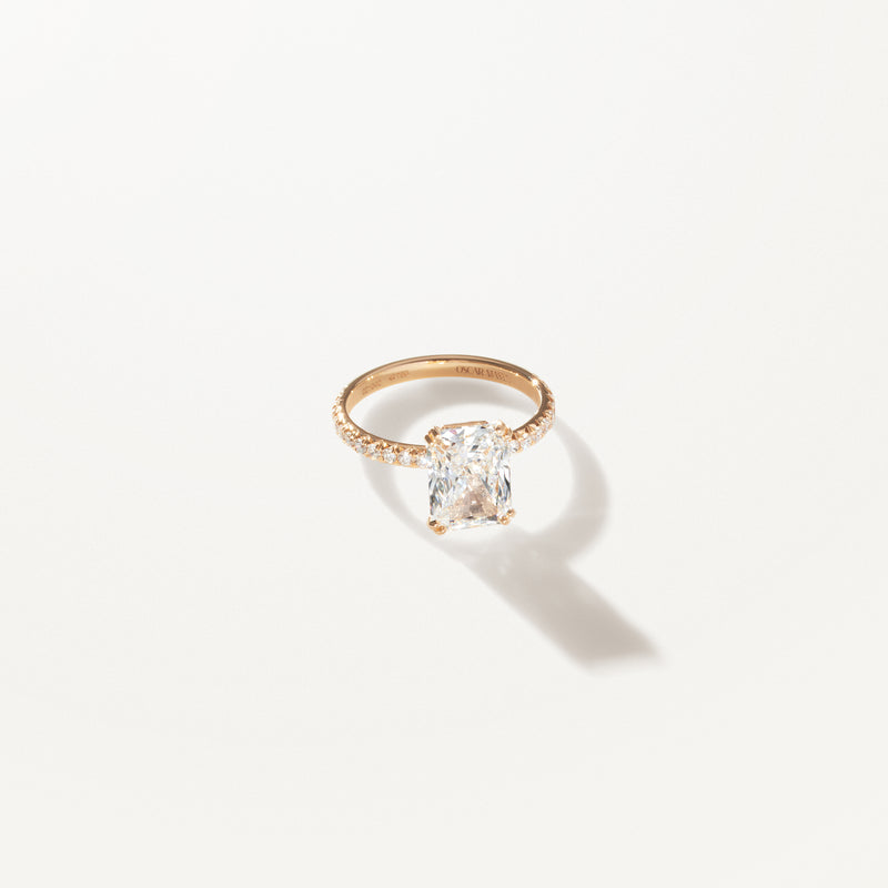 Couronne Engagement Ring, Lab diamond yellow gold pavé band