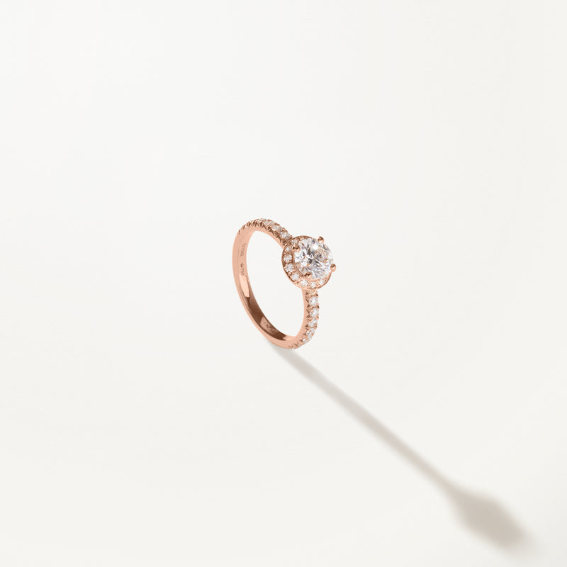 Majesté Engagement Ring, Lab diamond rose gold pavé band