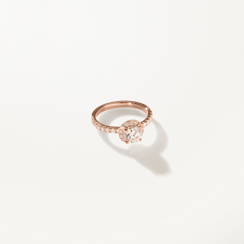 Majesté Engagement Ring, Lab diamond rose gold pavé band