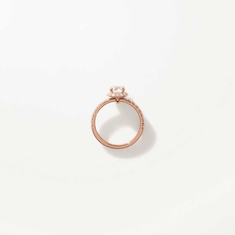 Majesté Engagement Ring, Lab diamond rose gold pavé band