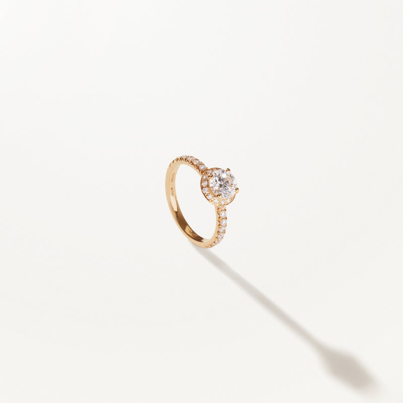Majesté Engagement Ring, 1.05ctw Round lab diamond yellow gold pavé band