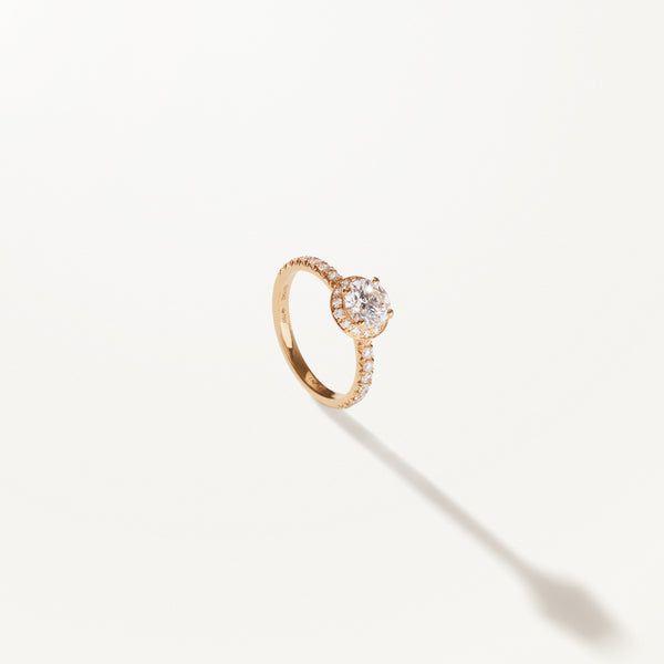 Majesté Engagement Ring, Lab diamond yellow gold pavé band