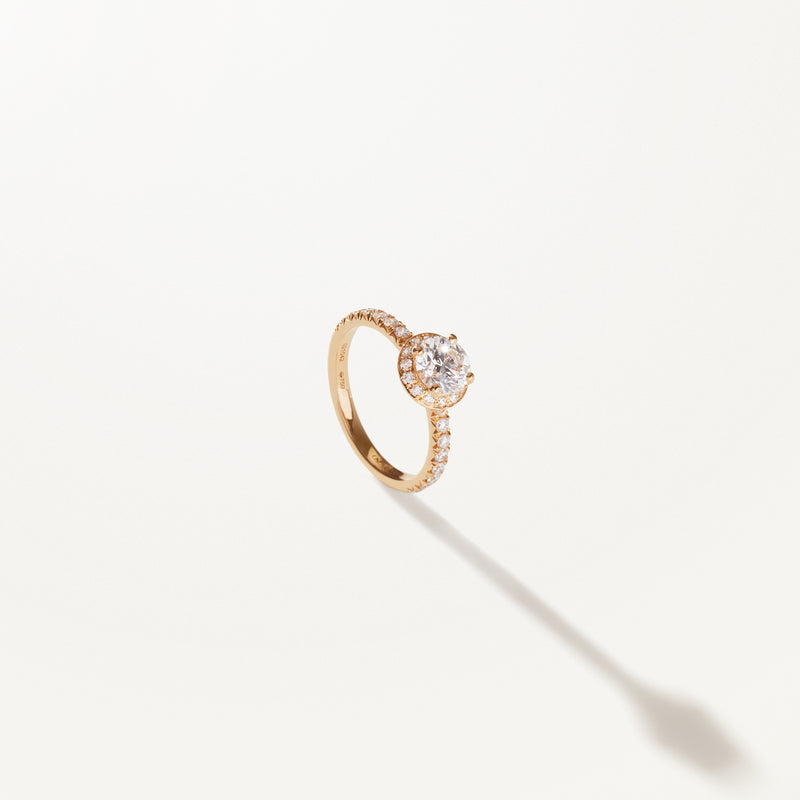 Majesté Engagement Ring, Lab diamond yellow gold pavé band