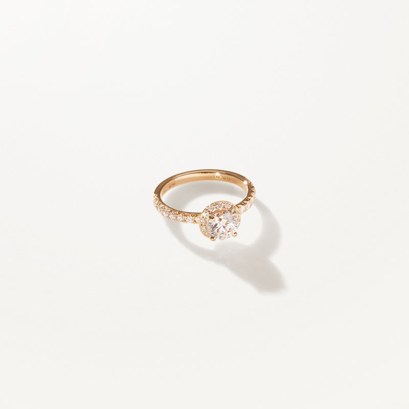 Majesté Engagement Ring, 1.05ctw Round lab diamond yellow gold pavé band