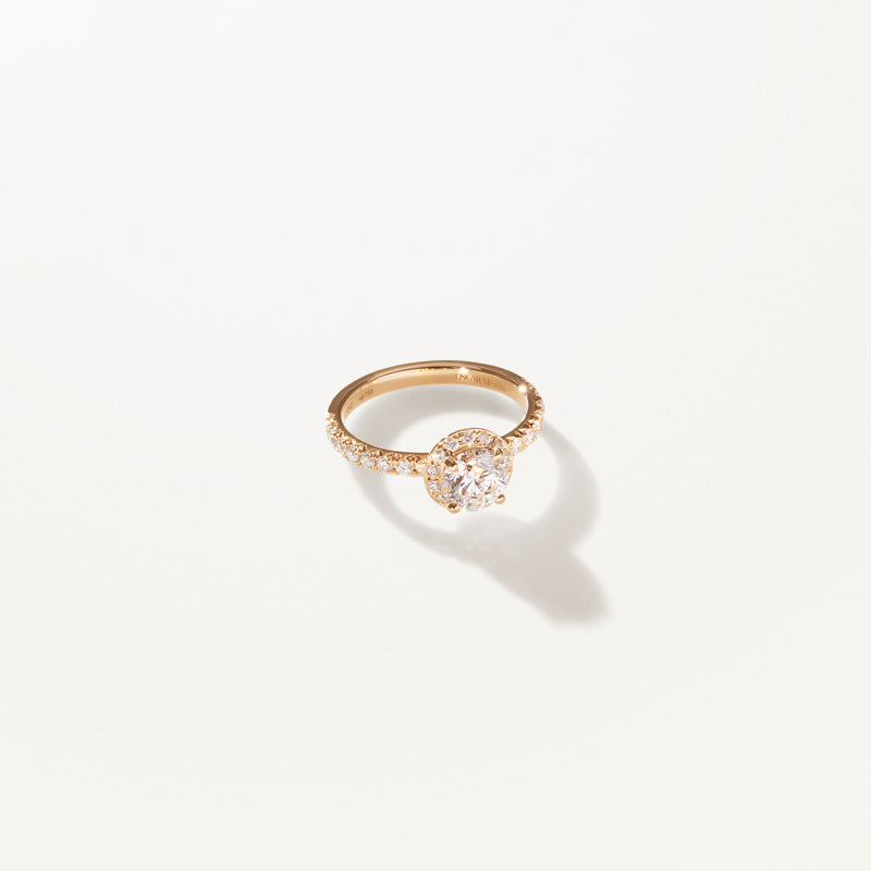 Majesté Engagement Ring, Lab diamond yellow gold pavé band