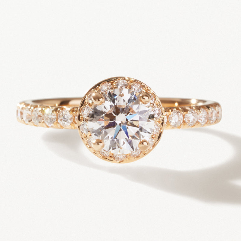 Majesté Engagement Ring, 1.05ctw Round lab diamond yellow gold pavé band
