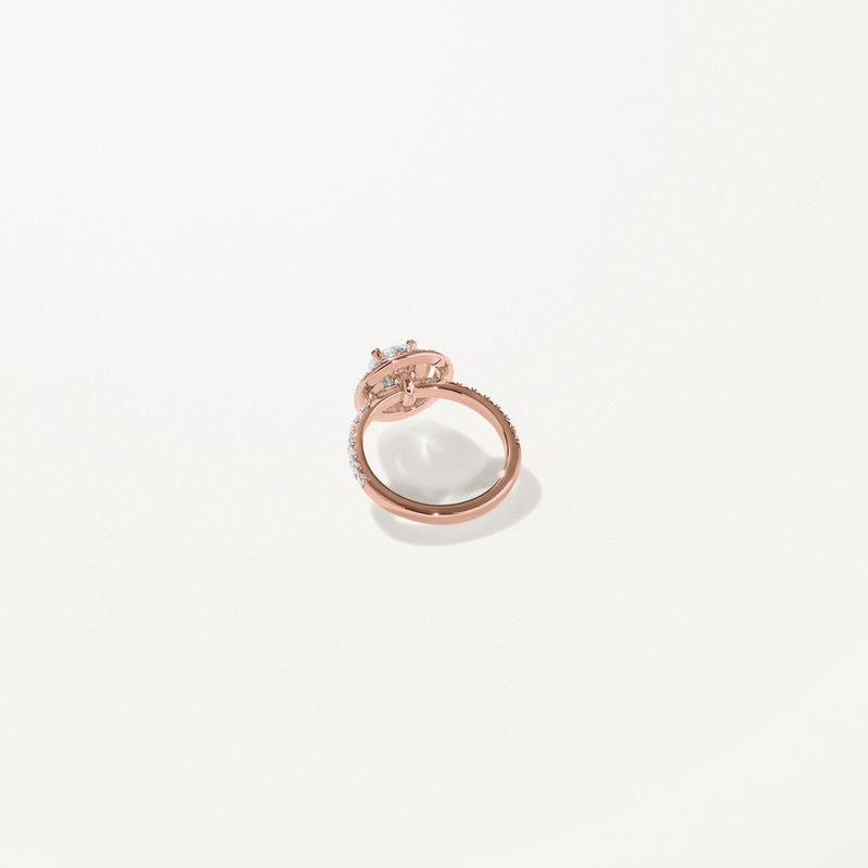 Majesté Engagement Ring, Lab diamond rose gold pavé band