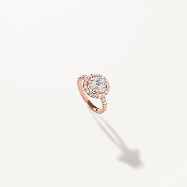 Majesté Engagement Ring, Round lab diamond rose gold pavé band