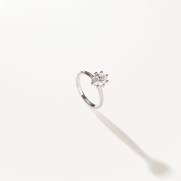 Tiare Engagement Ring, Oval lab diamond solitaire platinum band