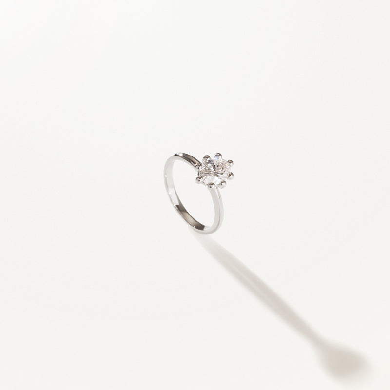 Tiare Engagement Ring, 1.07ctw Oval lab diamond solitaire platinum band