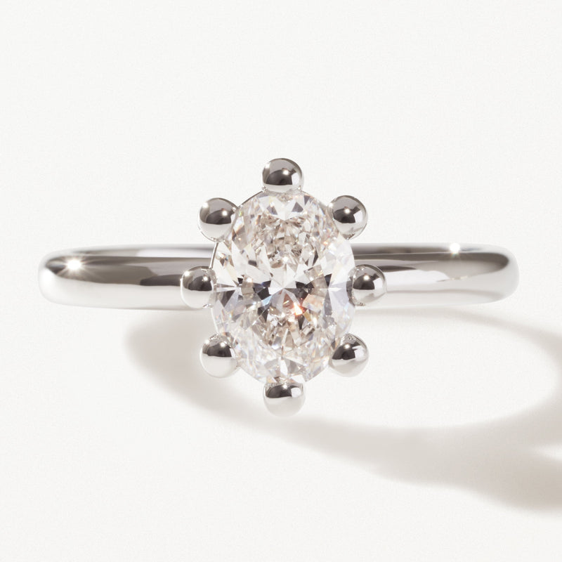 Tiare Engagement Ring, 1.07ctw Oval lab diamond solitaire platinum band
