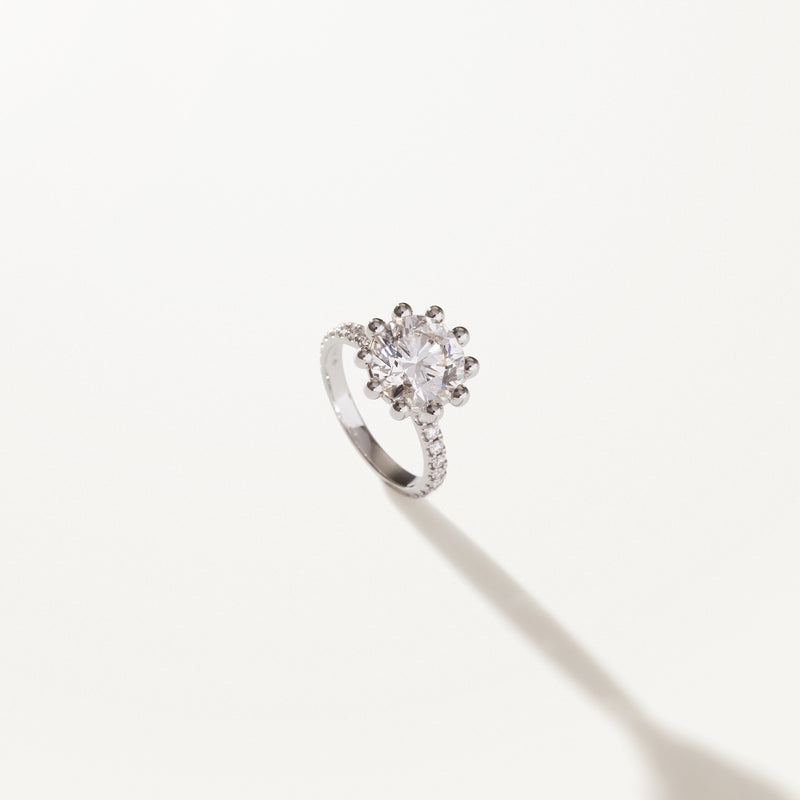 Tiare Engagement Ring, 4.37ctw Round lab diamond platinum pavé band