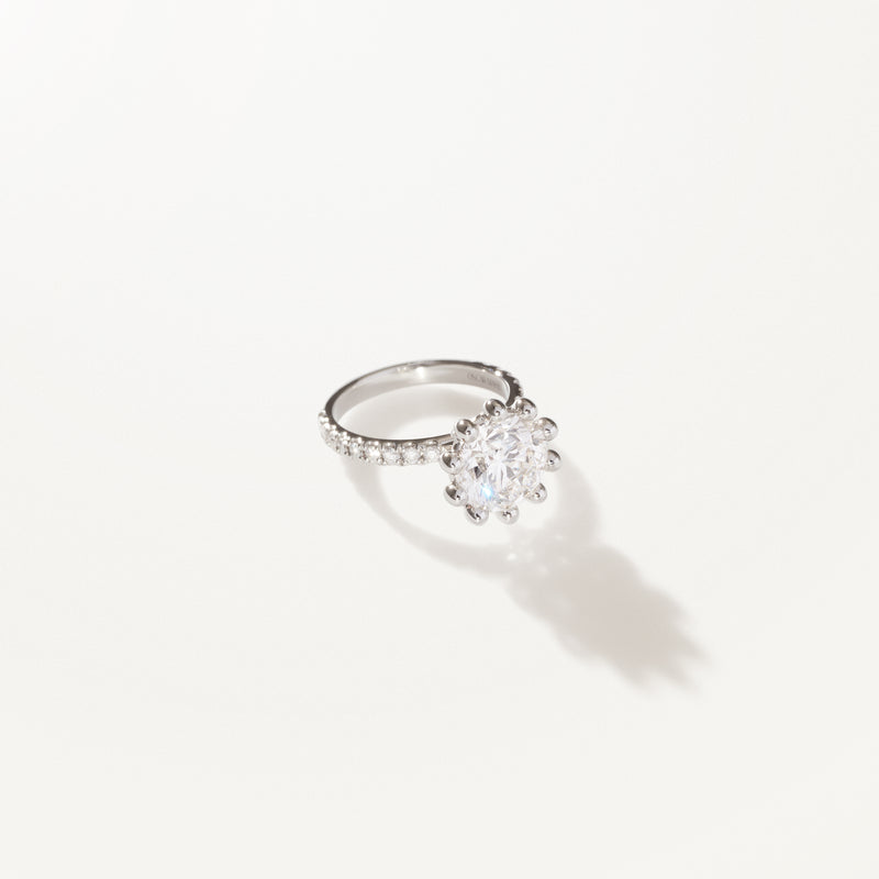 Tiare Engagement Ring, 4.37ctw Round lab diamond platinum pavé band