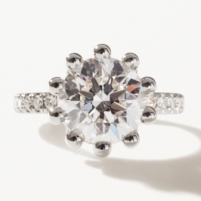 Tiare Engagement Ring, 4.37ctw Round lab diamond platinum pavé band
