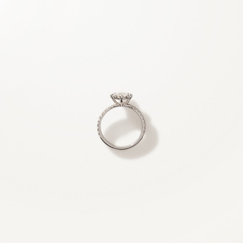 Tiare Engagement Ring, Lab diamond platinum pavé band