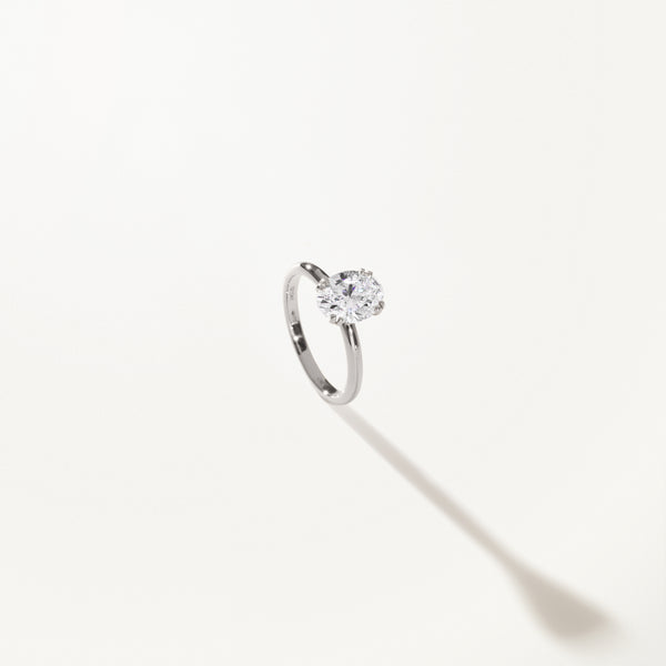 Lumière Engagement Ring, Oval lab diamond solitaire platinum band