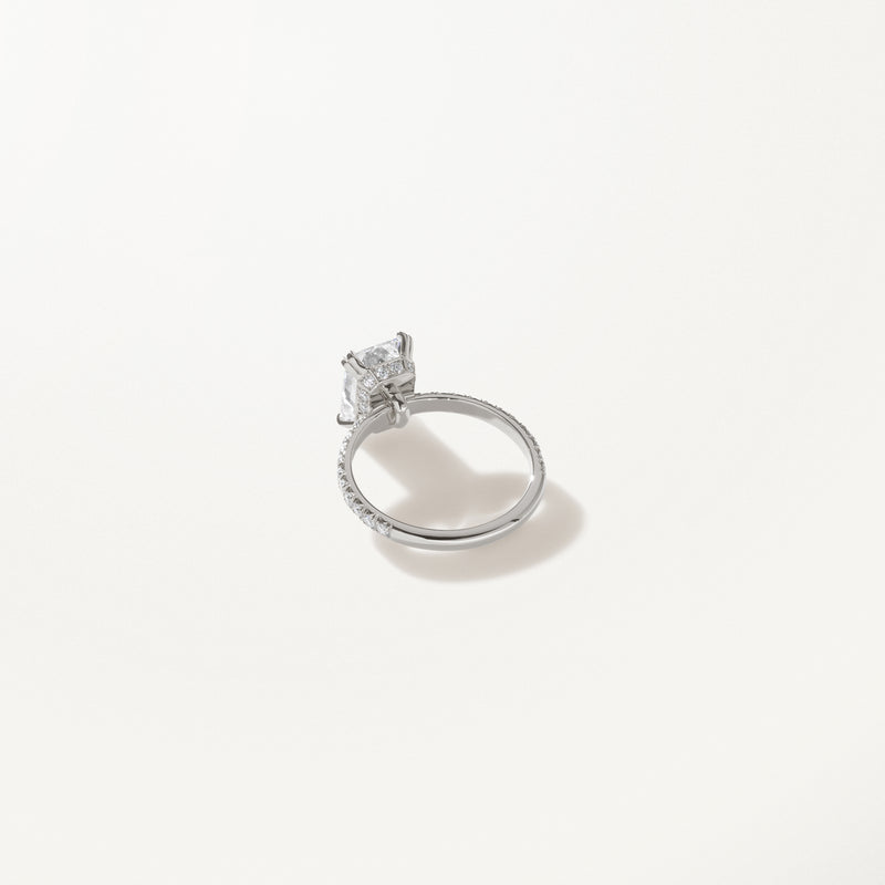 Couronne Engagement Ring, Lab diamond platinum pavé band