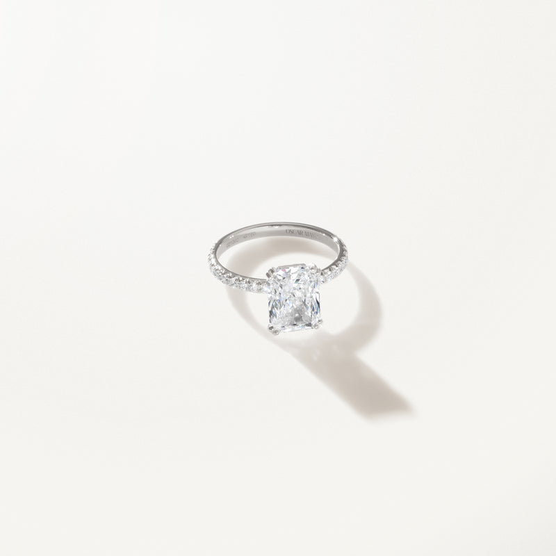 Couronne Engagement Ring, Lab diamond platinum pavé band
