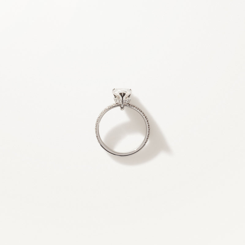 Couronne Engagement Ring, 2.25ctw Pear lab diamond platinum pavé band
