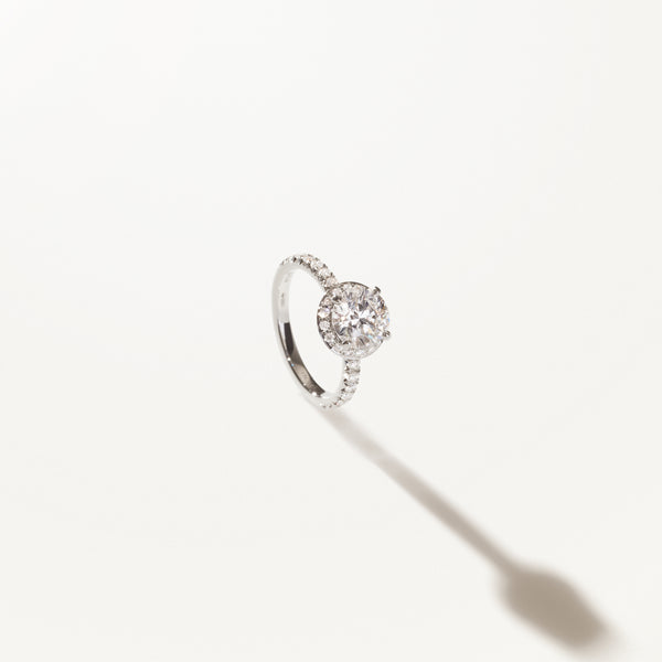 Majesté Engagement Ring, Lab diamond platinum pavé band